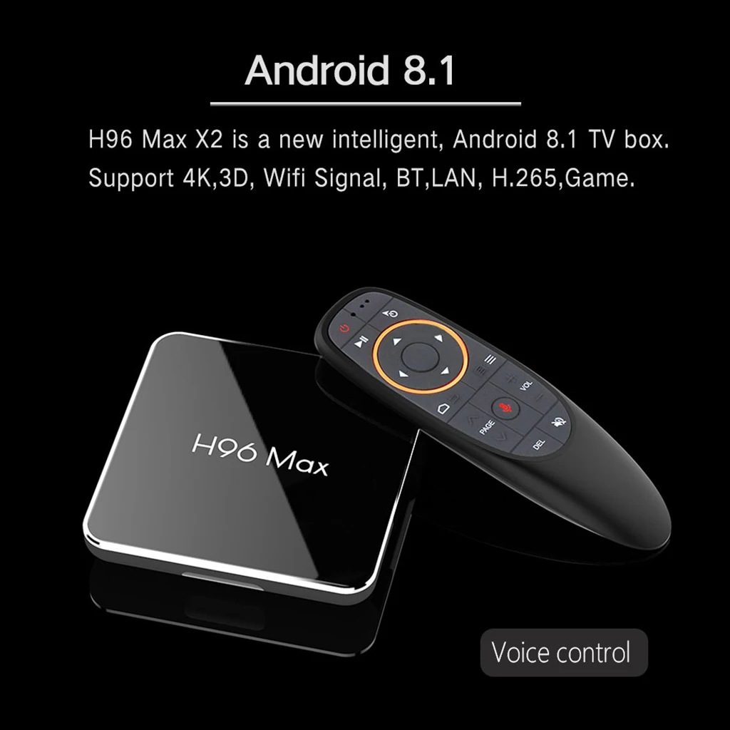 H96 MAX X2 Android 8 1 4K ТВ коробка 4 Гб + 32 ГБ ядра голос Управление Wi Fi 3D AU|ТВ-приставки и