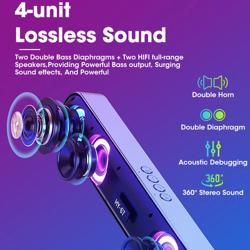 Саундбар для ПК беспроводной 6D объемный динамик Bluetooth 5 0 Домашний проводной
