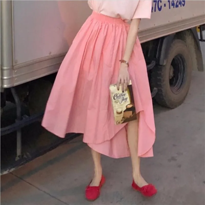 Женская юбка с завышенной талией Повседневная Асимметричная из хлопка и льна в