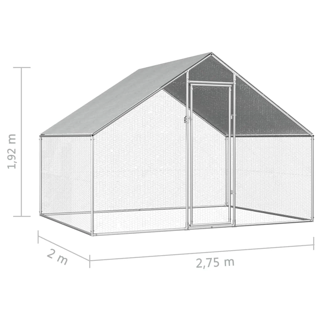 

Outdoor Chicken Cage 9'x6.6'x6'3" Galvanized Steel