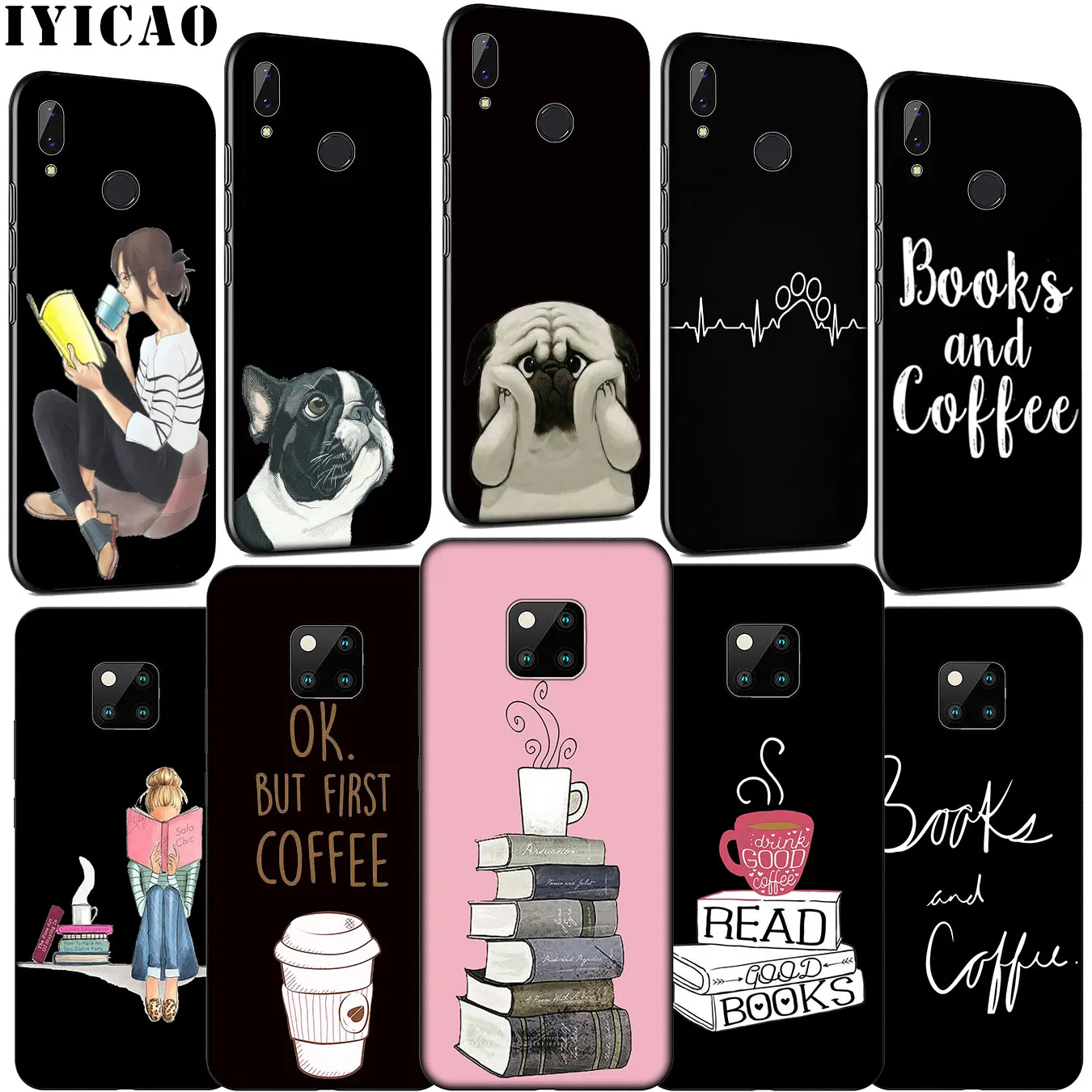 IYICAO книги и кофе собака Мягкий силиконовый чехол для телефона Huawei Mate 30 20 10 Pro