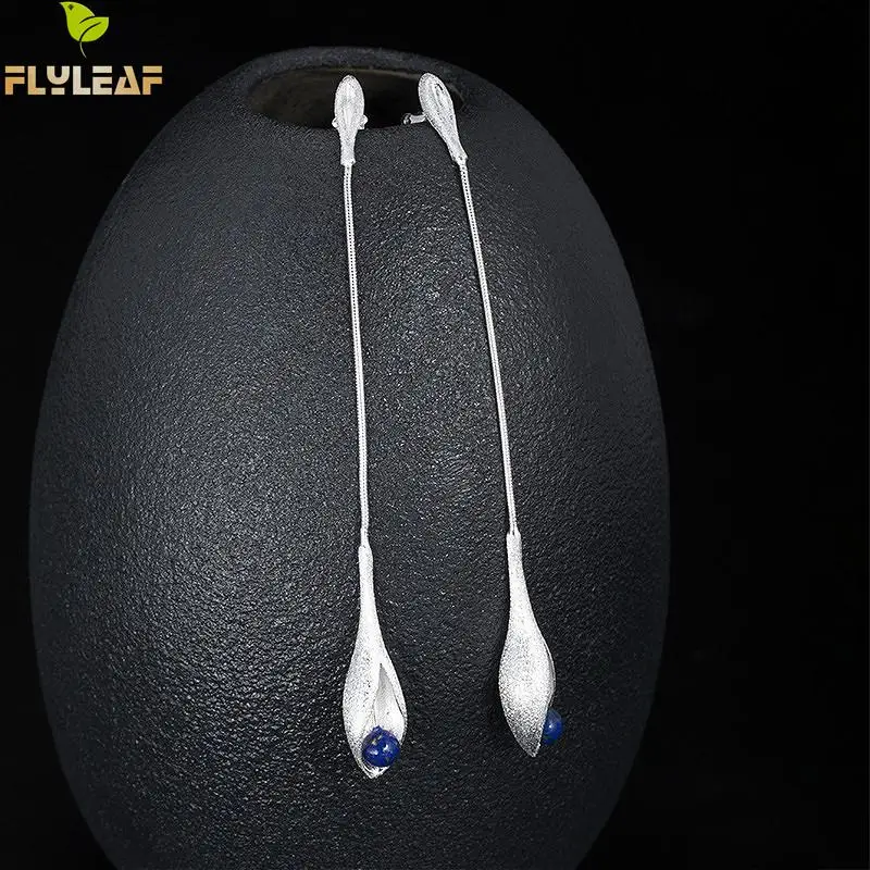Серьги Flyleaf из настоящего серебра 925 пробы женские длинные висячие украшения с