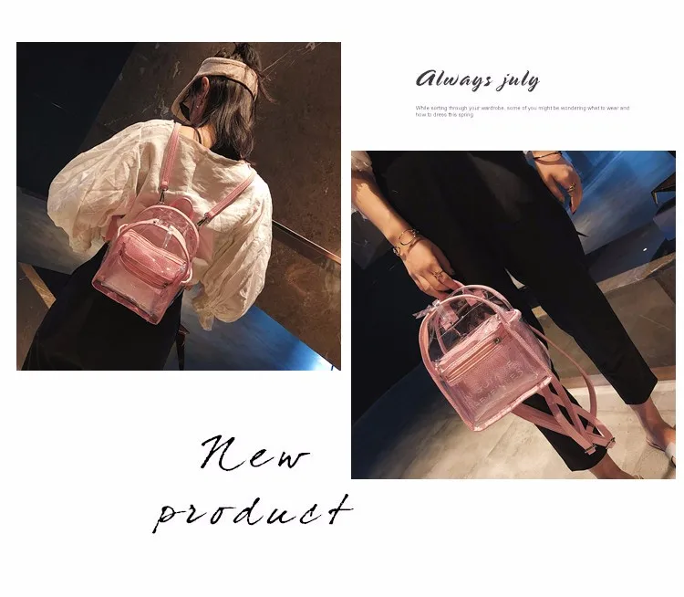 Women Transparent Jelly Small Backpacks Girls Mini Clear Backpack Fashion Letter Back Pack Teenage Girls Fashion Bookbag