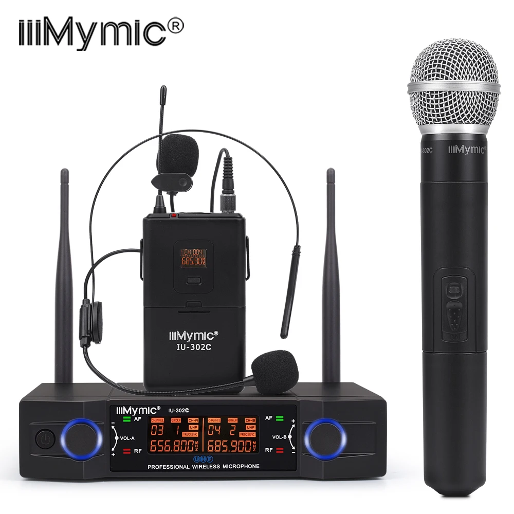 II-302 series UHF Двухканальный беспроводной набор микрофона ручной/Боди-пакет для