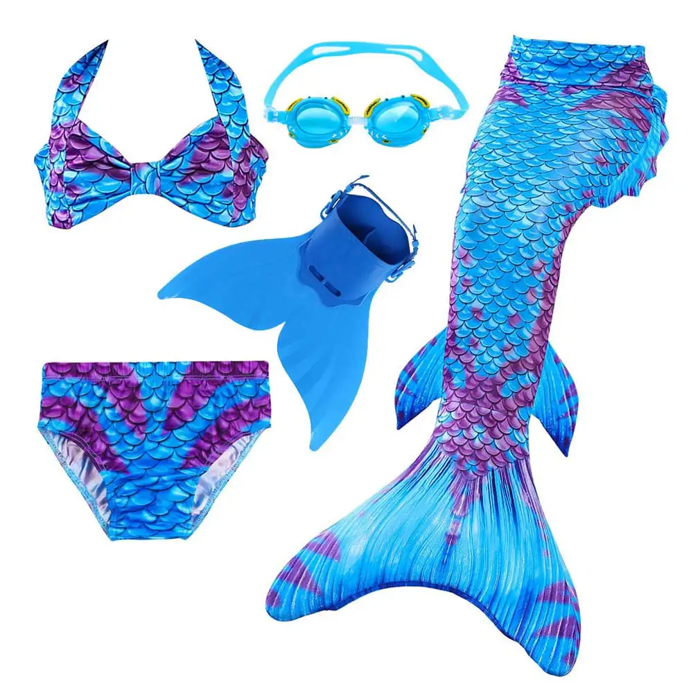 5 шт./компл. детский купальный костюм с хвостом русалки для косплея Ариэль хвост