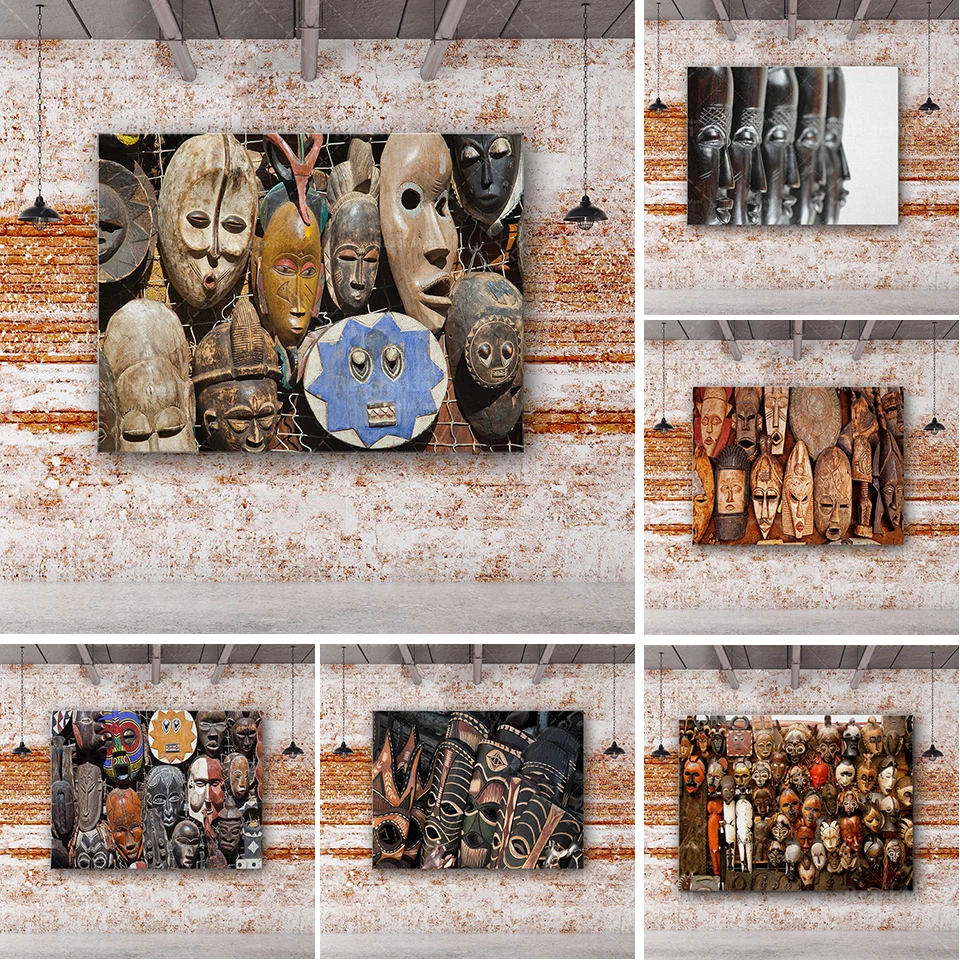 

African Art Canvas-African Old Tribal Mask Art Canvas Poster