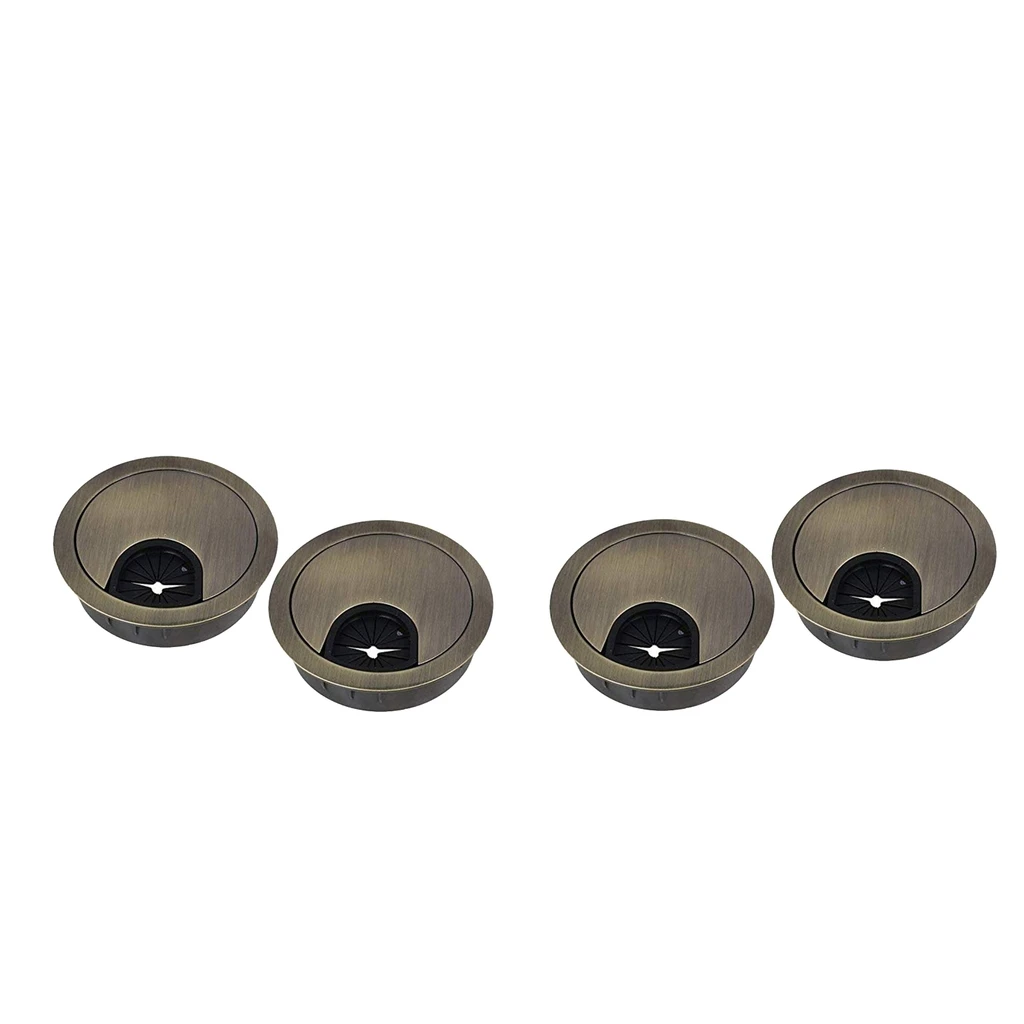 Защитная заглушка для отверстия проводов на столе из цинкового сплава 4 шт. для управления проводами компьютера в офисе или дома 50 мм (бронза).