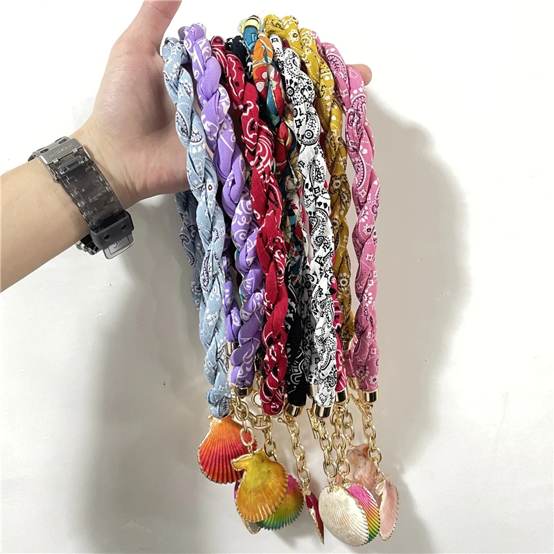 

MASA 2021 New Bohemian Colorful Handmade Twisted Rope Print Necklace Beach Wind Shell Pendant Men's and Women's Jewelry Gifts