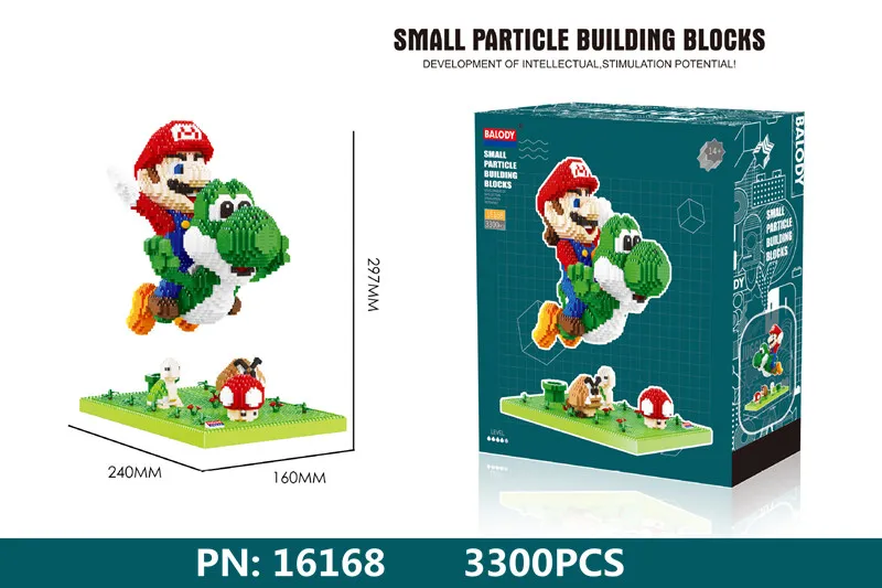 

3300PCS Balody Super MariI Flying YoshO with Base Micro Block Set 3D DIY Cartoon Diamond Building Toy for Children