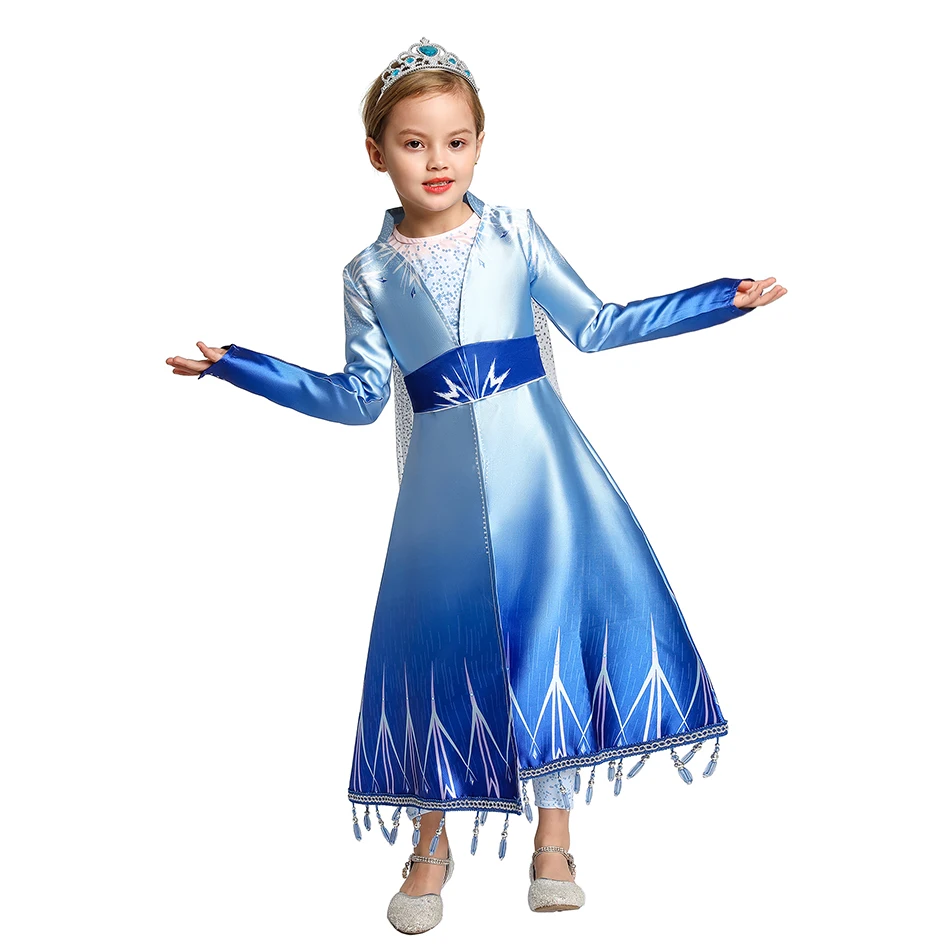 

Frozen Elsa 2 Dress for Girl Princess Cosplay Fancy Dress Up Costume Kids Gowns Vestidos Halloween Christmas