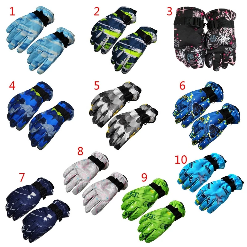 Kids Fashion Print Ski Gloves Winter Snow Snowboard Windproof Waterproof Mitten New Dropship | Детская одежда и обувь