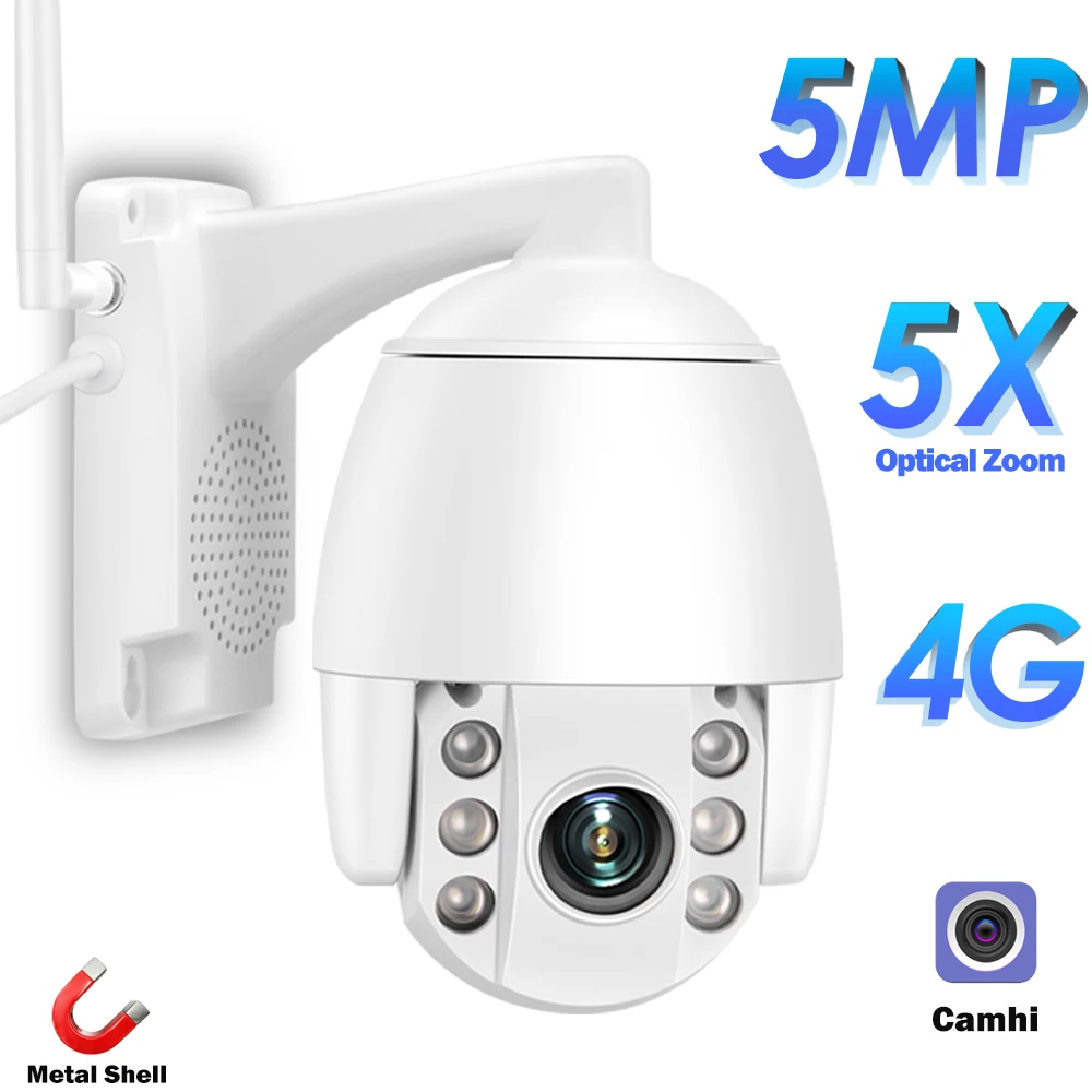 

GINCNCN 3G 4G SIM Card IP Camera 1920P 5MP HD PTZ Dome Camera Outdoor Two Way Audio Wireless CCTV Security Camera 5X Zoom Camhi