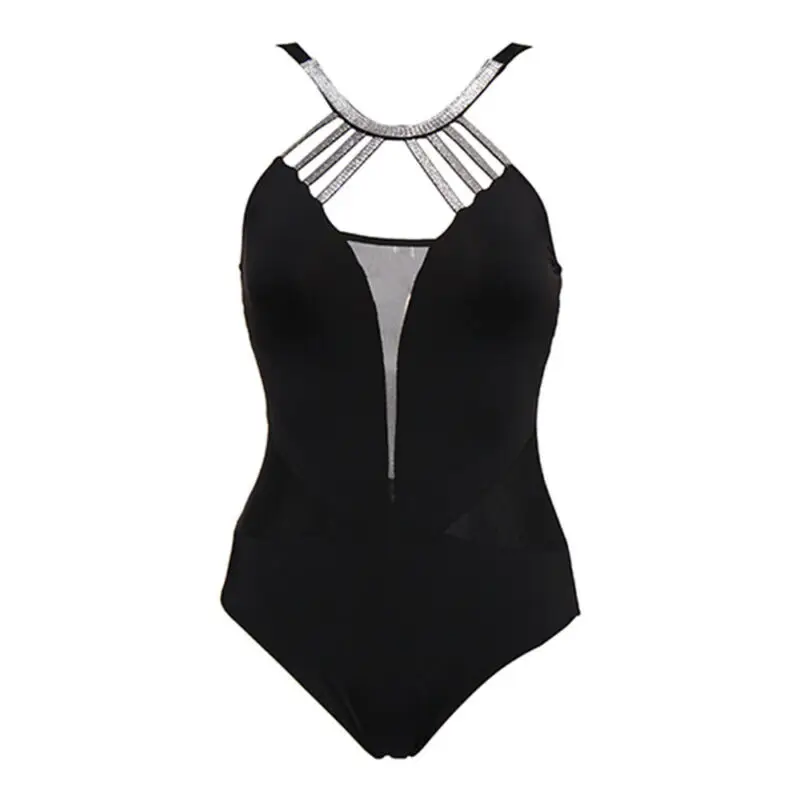 

Womens Sexy Lace One Piece Swimwear Lace Up Summer Beachwear Swimming Swimsuit