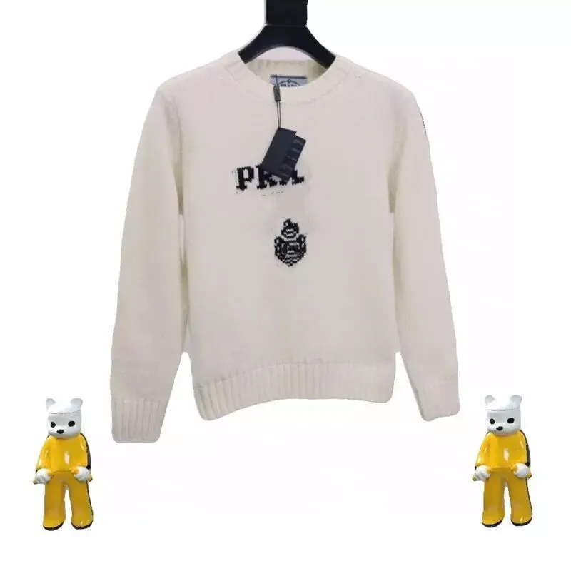 2021 autumn winter new letter badge l embroidered wool loose and versatile crew neck Pullover Sweater