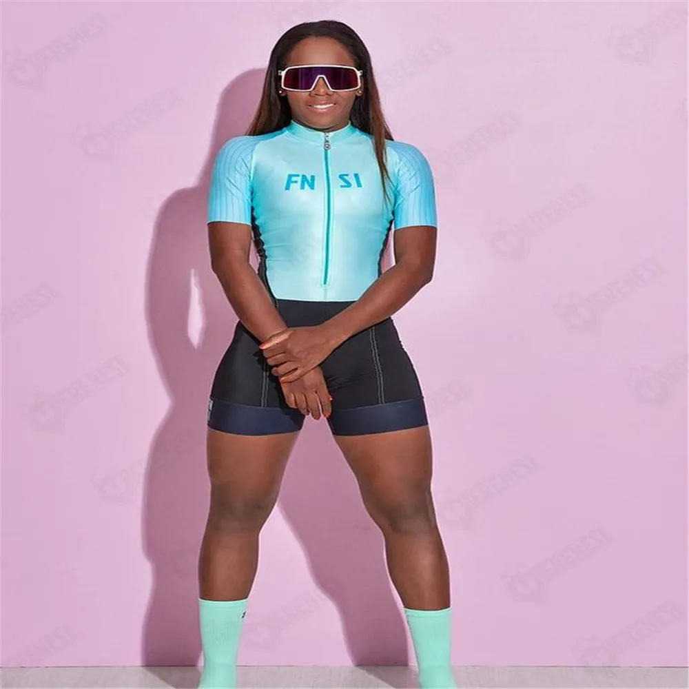 

2021 Frenesi Women's Triathlon Menta Short Sleeve Cycling Jersey Sets Skinsuit Maillot Ropa Ciclismo Bicycle Clothes Jumpsuit