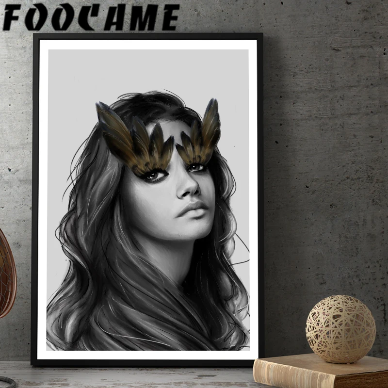 Современный декоративный абстрактный Рисунок гостиной черно-белый женский