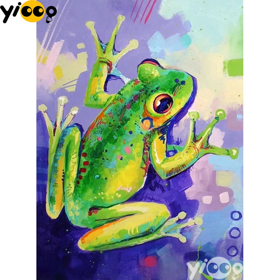 

Full Square/Round Drill Diamond Painting Cross Stitch Embroidery Green Frog Rhinestone Mosaic Home Decor Gift AX2497