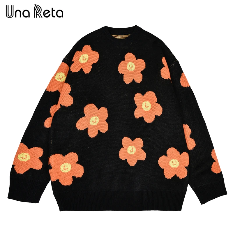 

Мужской свитер с цветочным принтом Una Reta, новый осенне-зимний свитер в стиле хип-хоп, уличная одежда для мужчин, пуловер с принтом, Топы Harajuku, ...