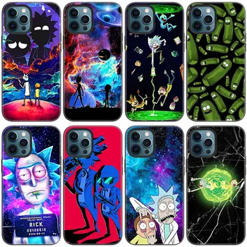 Rick and Morty Case For Apple iPhone 13 12 Mini 11 Pro Max 7 8 XR X XS MAX 6 6S 7 8 Plus 5 5S SE 2020 Black Cover