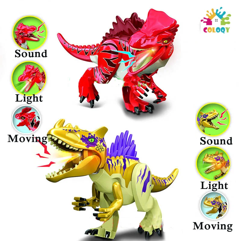 

Kids Toys Jurassic World Building Blocks Triceratops Wiht Sound And Light Device Educational Toys For Children Christmas Gifts