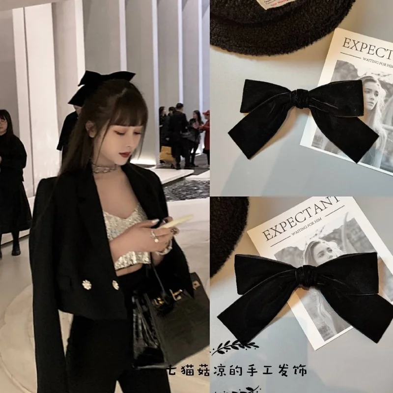 Женская винтажная бархатная повязка на голову с большим бантом |