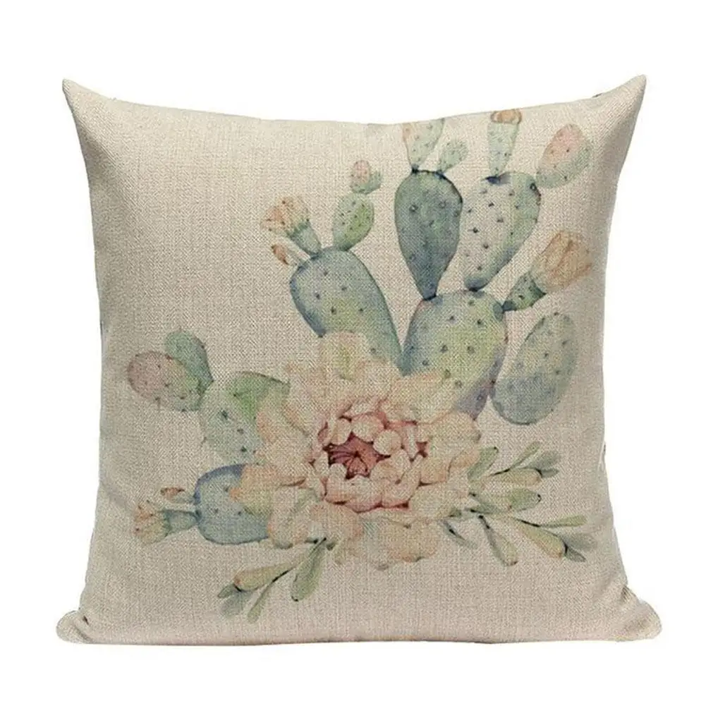

45*45cm Floral Plant Leaves Printing Pillowcase Cushion Cover Home Decor Green Leaves Plants Throw Sofa Car Cushion Cover