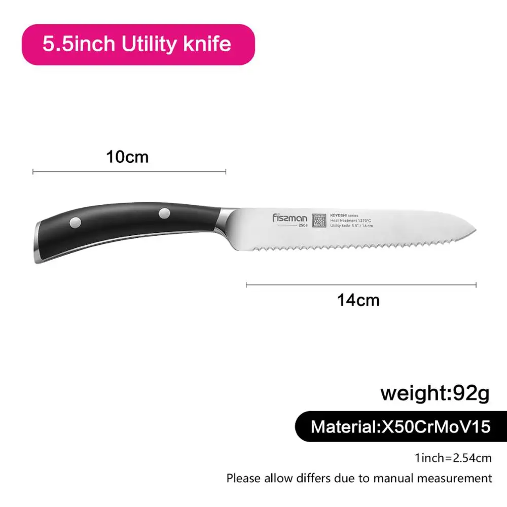 Model 2508 FISSMAN зубчатый универсальный нож KOYOSHI серии высокоэффективные немецкие стальные кухонные ножи - Цвет: Model 2508