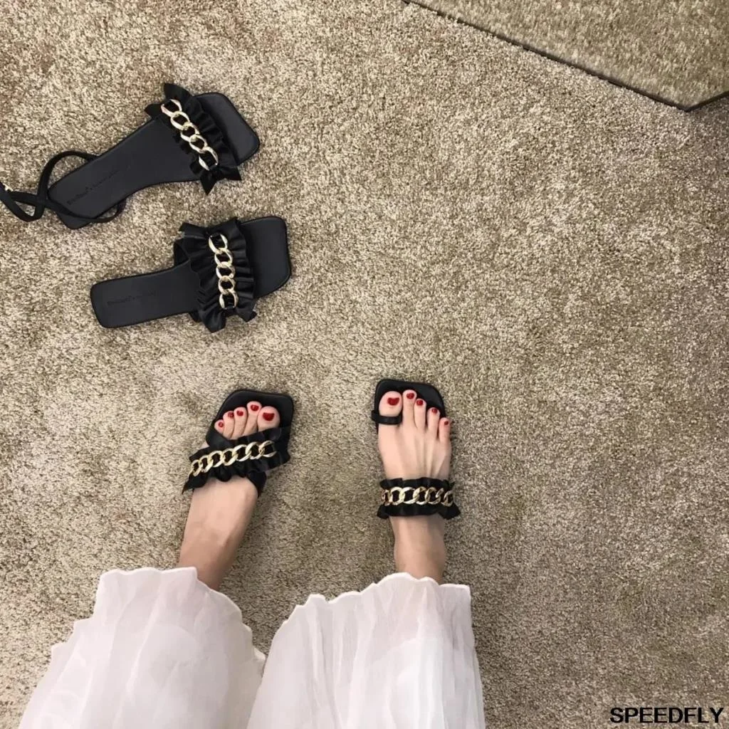 

Mit Flachem Boden Fee Stil Römischen Sandalen Weibliche 2021 Neue Sommer Stile Mit Röcke und Flip-Flops