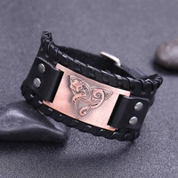 trendy totem design odin triangle fox bracelet mens bracelet fashion leather animal viking accessories party jewelry wholesale