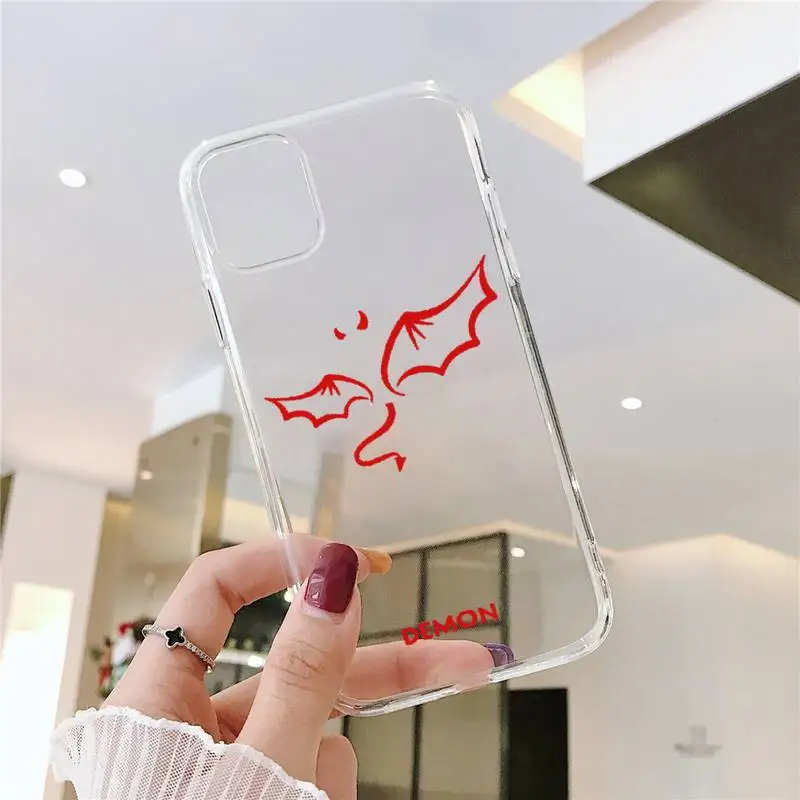 

Demon Angel Couple BFF Cartoon Phone Case Transparent Clear for iPhone 11 12 mini pro XS MAX 8 7 6 6S Plus X 5S SE XR 2020