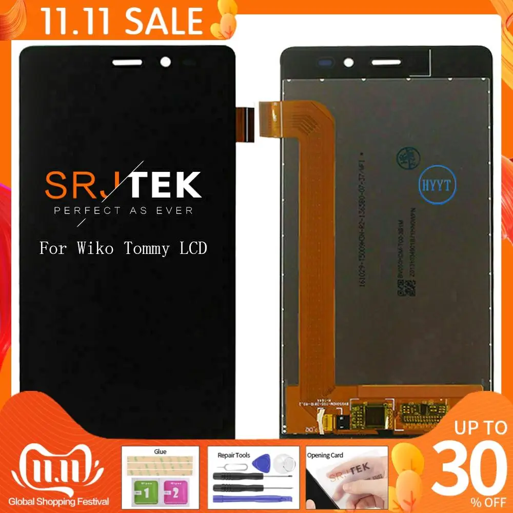 

100% Tested 5" For Wiko Tommy LCD Display Touch Screen Digitizer Assembly Screen For wiko tommy Glass Panel Replacement Parts
