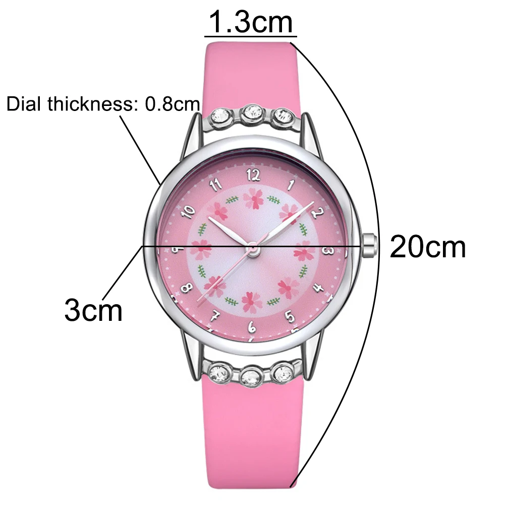 

Fashion Women Watch Rhinestone Faux Leather Strap Round Flower Dial Arabic Number Ladies Quartz Watches zegarek damski