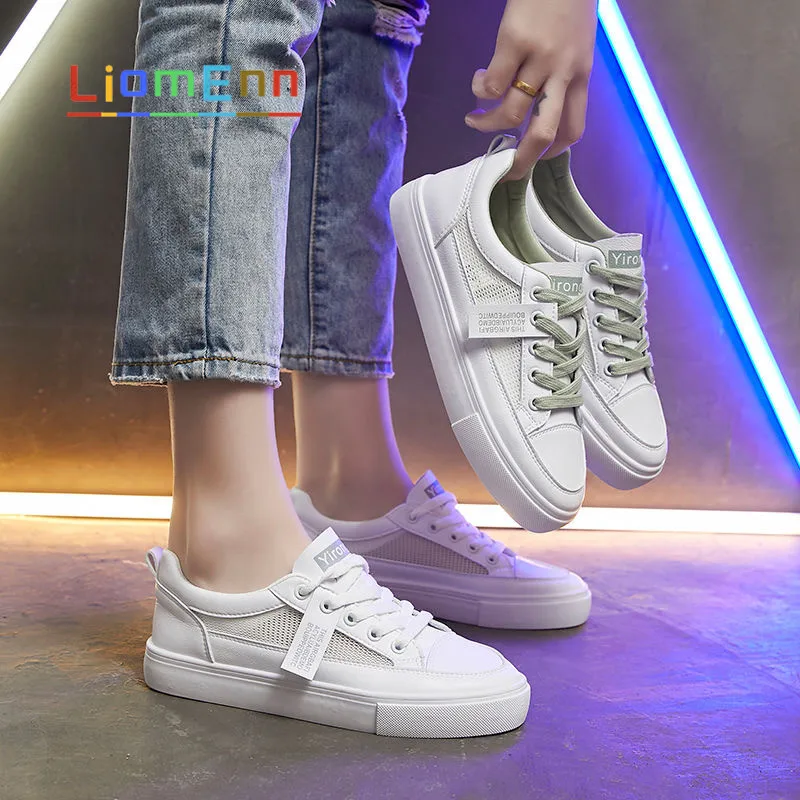 

Women's White Sneakers Tennis Shoes Flat Sport Shoes Casual Sneakers 2021 Summer Light Breathable Mesh Vulcanize basket femme