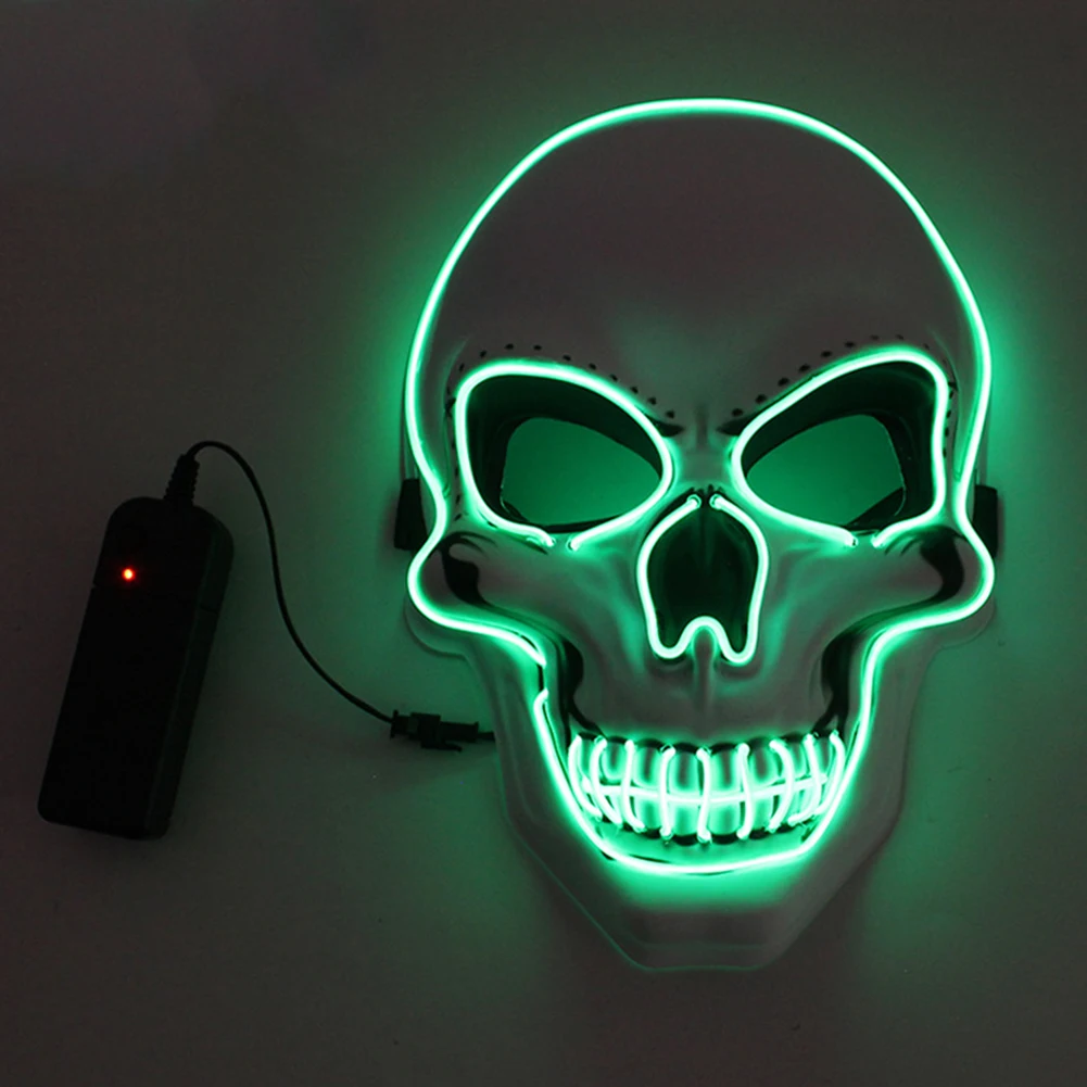 

Glowing Halloween Skull Shape Mask With Cold Light Horror Ghost Death Skeleton Face Cover Prank Toys Party Haunted House Props