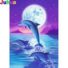 5d алмазная живопись с Луной, пейзажем, дельфином, полноразмерная мозаика, алмазная вышивка с животными, алмазная вышивка, подарок, украшение для дома