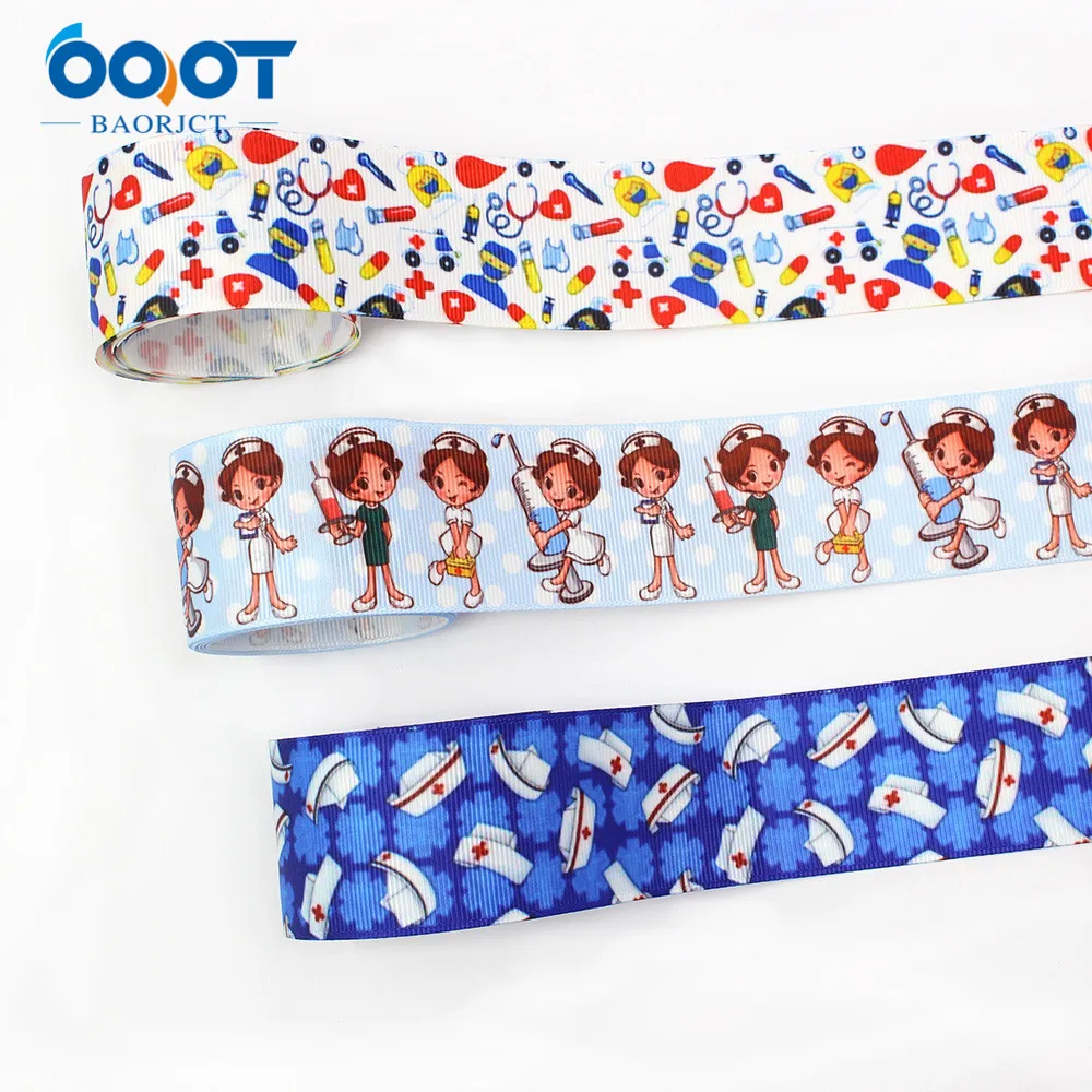 1-1/2 &quot5 ярдов медсестры доктор Печать Grosgrain ленты DIY ручной работы ребенок Бант