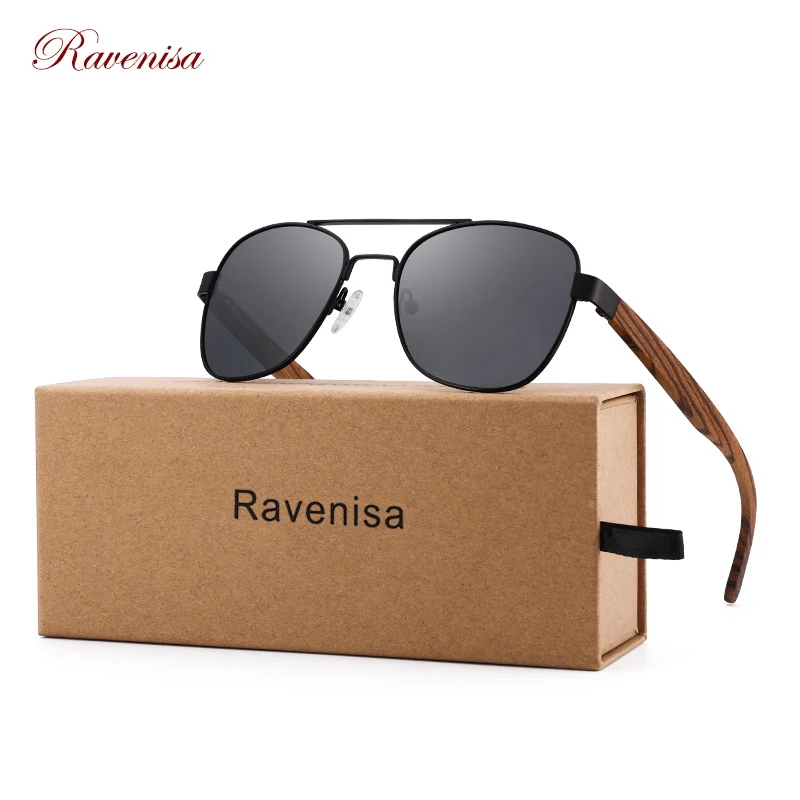 Модные деревянные солнцезащитные очки RAVENISA 2020 для мужчин поляризационные