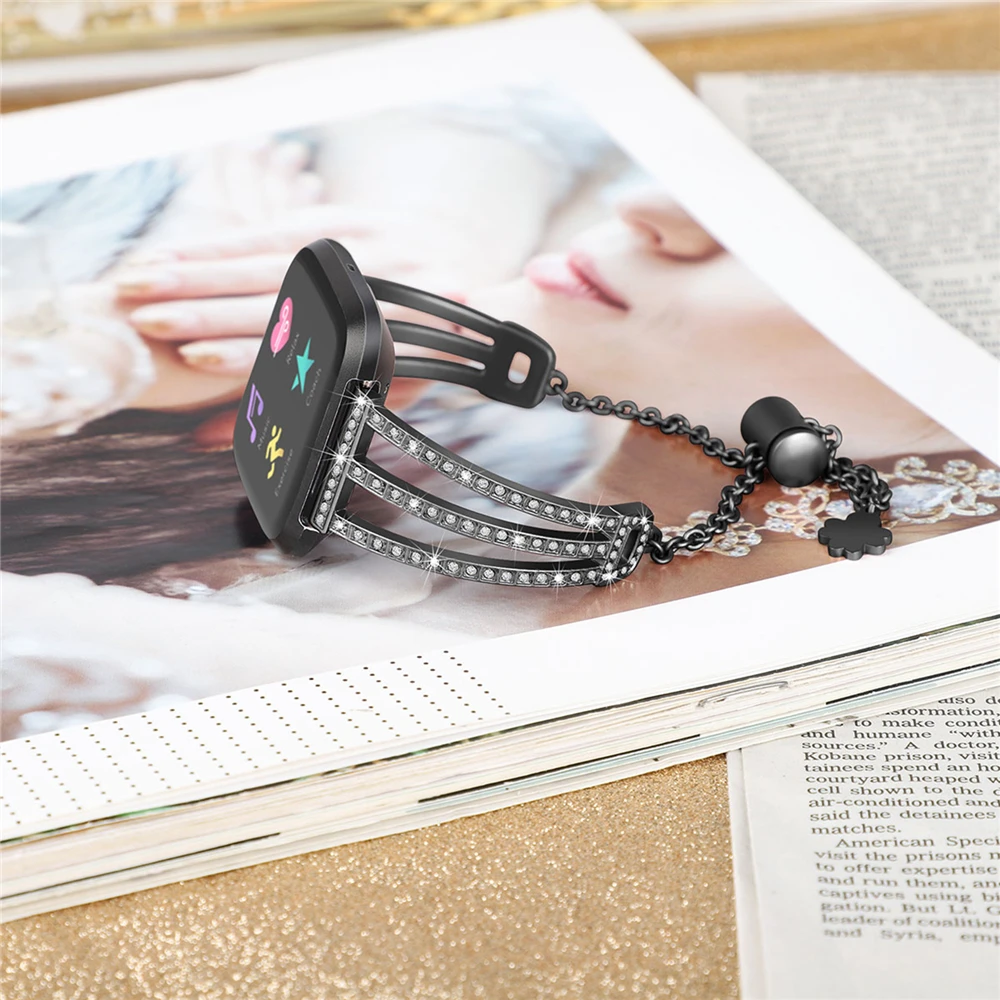 Металлический ремешок для наручных часов регулируемый умных Fitbit Versa 2 / Lite |