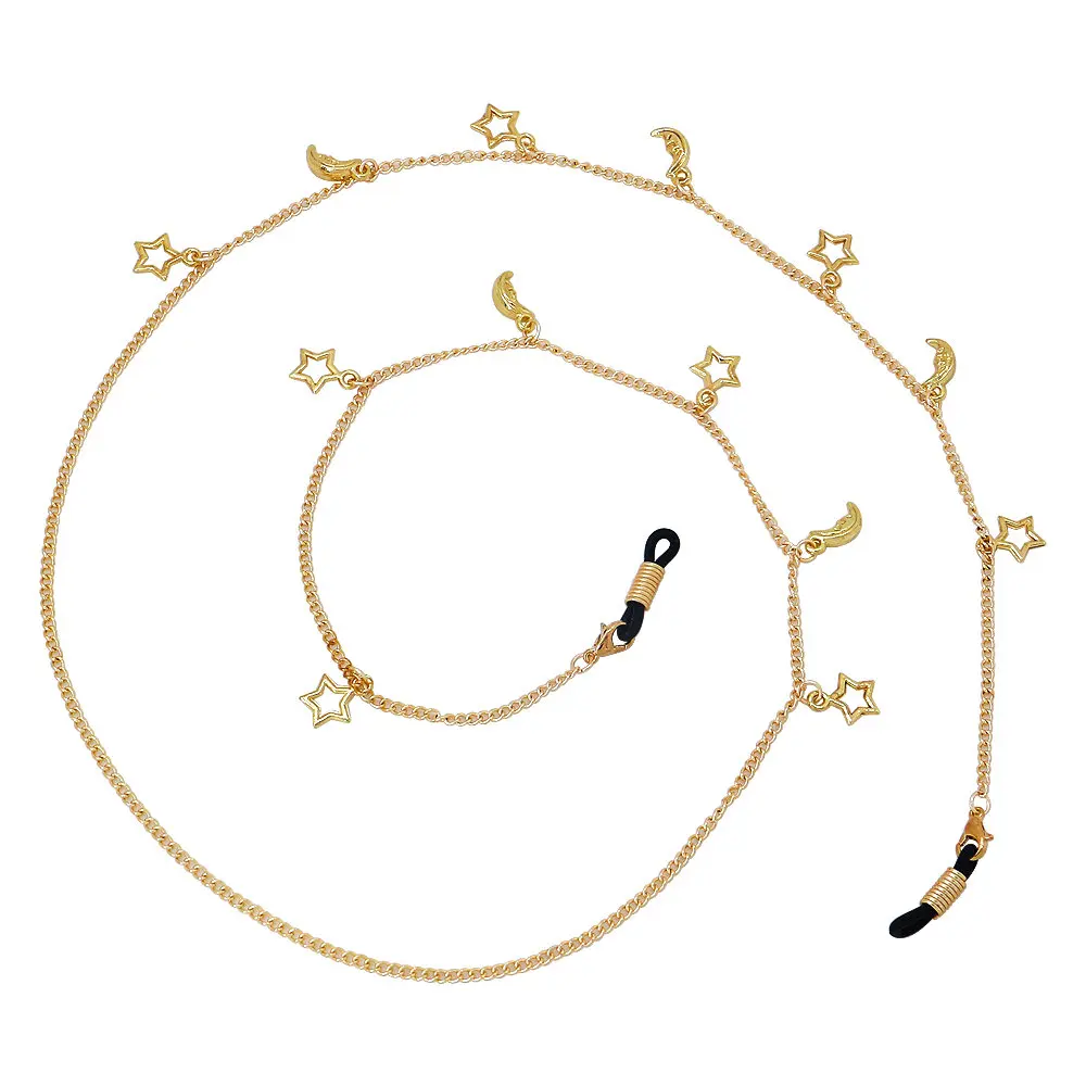 

Цепочка для очков, металлическая, со звездами и луной, нескользящая