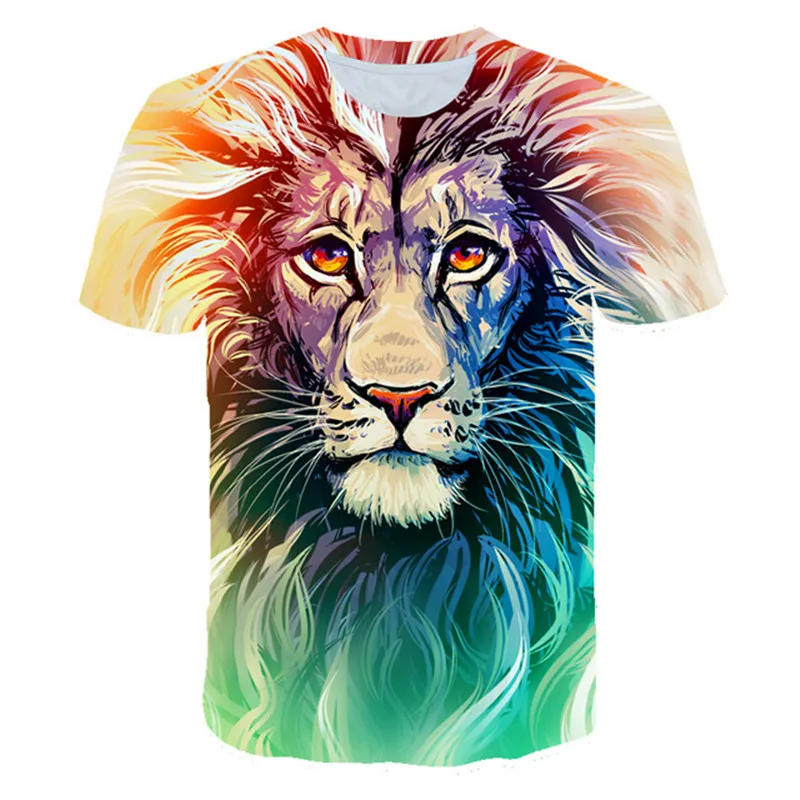 

Cartoon Animals Print Tiger Lion 3D T-Shirts Kids Boys Girls Children Short Sleeves 2021 Summer Clothing Print Tee Teen T Shirts