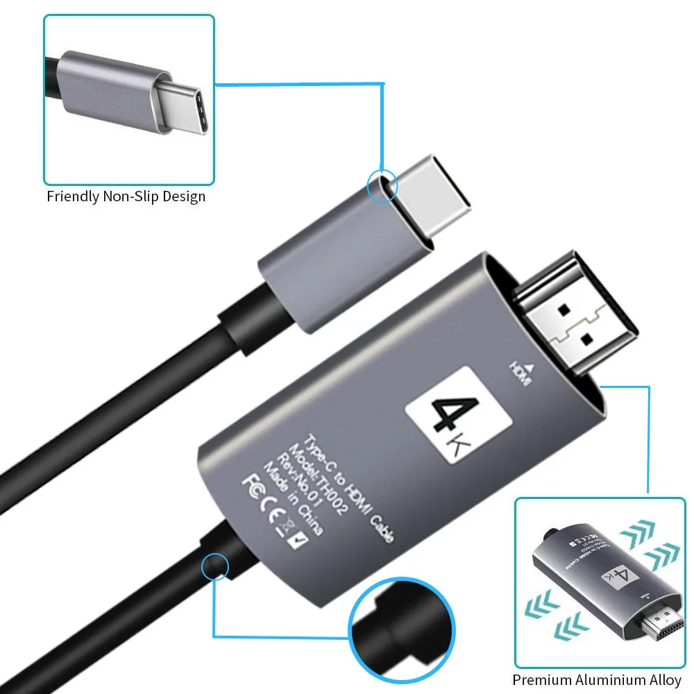 USB C к HDMI кабель type-C к HDMI адаптер Thunderbolt 3 для Macbook iPad Pro huawei P30 P20 Pro 4K Video USBC USB 4K Ultra