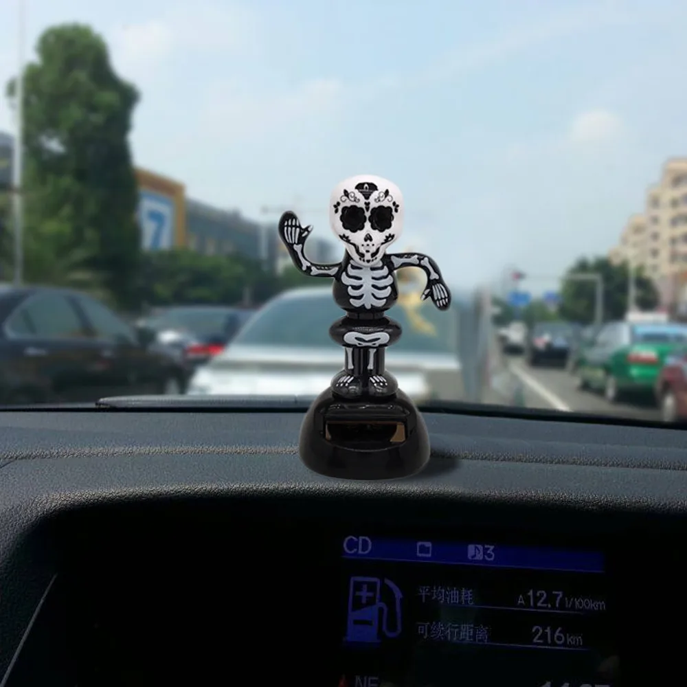 Танцующая голова черепа на солнечной батарее Хэллоуин игрушка качающаяся