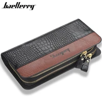 2020 new men clutch wallets crocodile pattern pu leather large capacity zipper hand strap men wallet business solid male purses