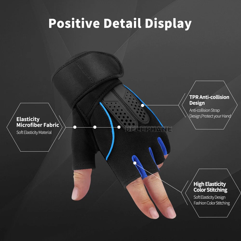 Перчатки мужские спортивные без пальцев для спортзала скалолазания гольфа