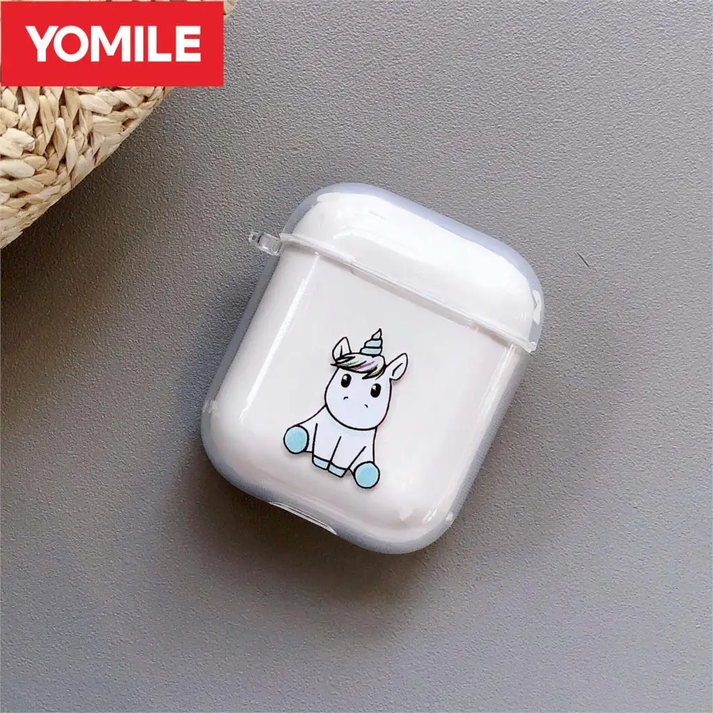 Милый рисунок единорога прозрачные чехлы для Apple AirPods 2 крышка зарядки Air Pods прозрачный мягкий силиконовый защитный AirPods2 Fundas