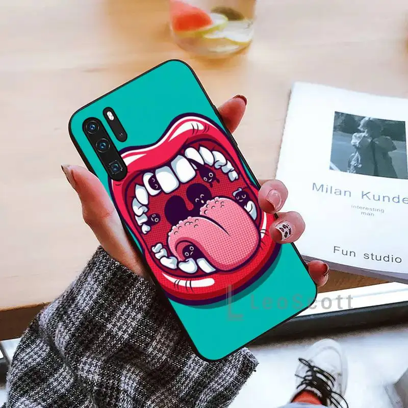 

cute Wisdom Teeth Tooth Phone Case black For Huawei honor Mate mate P 10 9X 10i 20 30 40 y7 lite pro p smart 2019