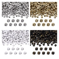 1000pcs plating acrylic beads cube black white golden alphabet spacer beads for jewelry making diy handmade bracelet necklace