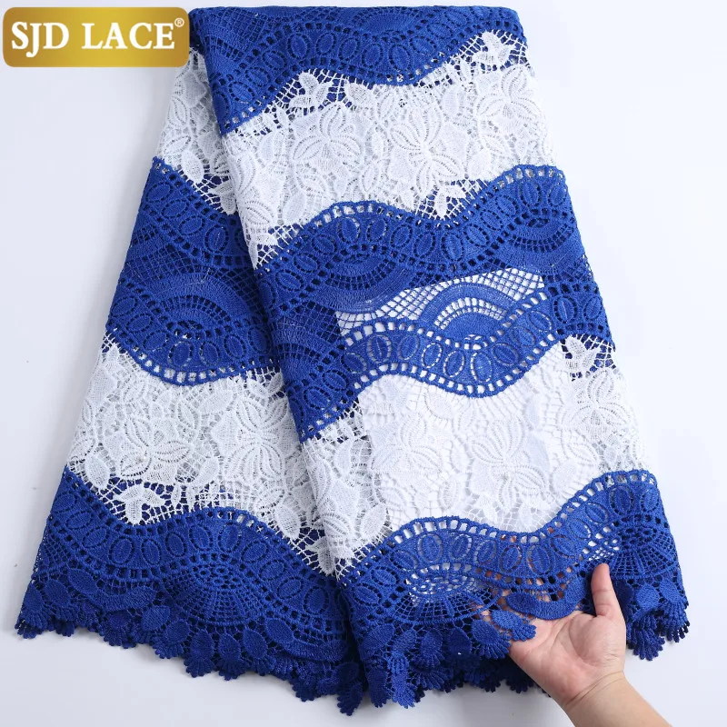

SJD LACE 2021New Arrivals African Lace Fabric With Beads Water Soluble Guipure Cord Laces For Nigerian Wedding Party Dress A2239