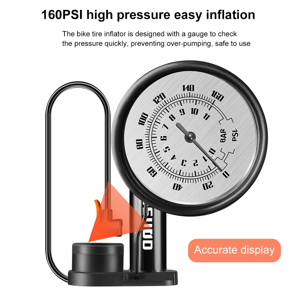 Portable Bicycle Pump with Pressure Gauge Mini Bike Air Foot Inflator Tire Cycling Compressor Adapter Repairing Tools | Спорт и