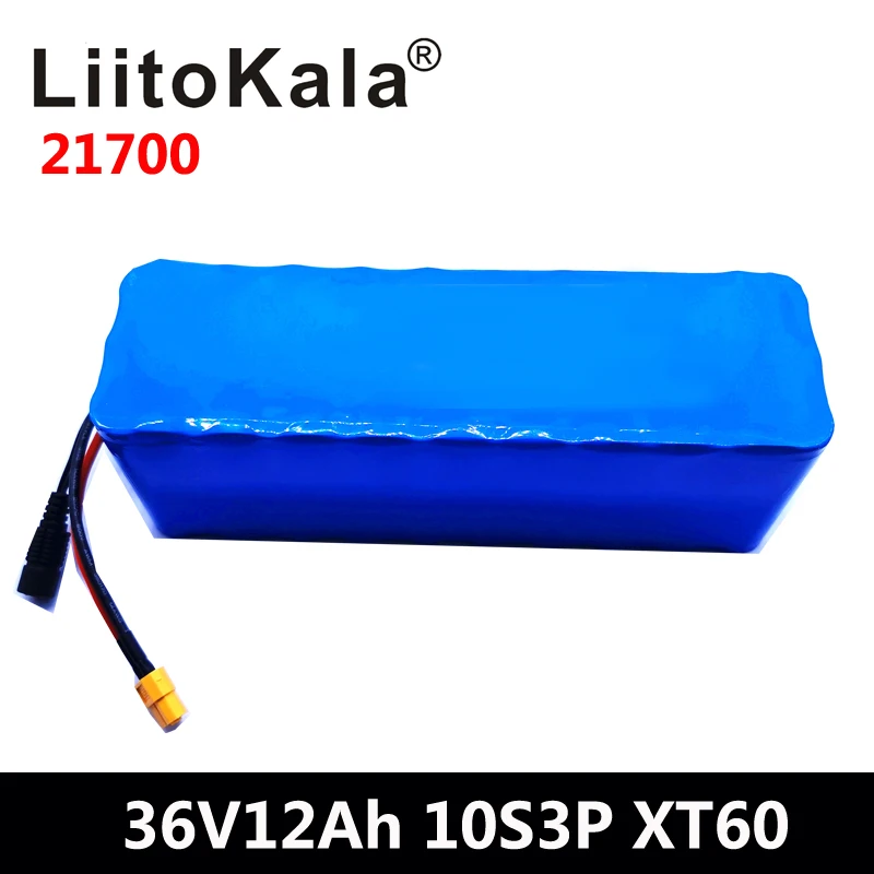 

LiitoKala 36V battery 21700 4000mah 10S3P 12Ah battery pack 500W high power battery 36V 12000mAh Ebike electric bicycle BMS xt60